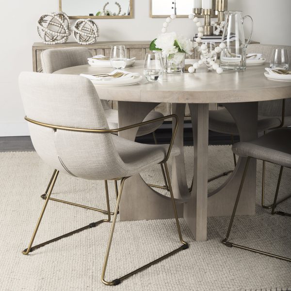 Sawyer II Beige Fabric Wrap Gold Metal Frame Dining Chair 3
