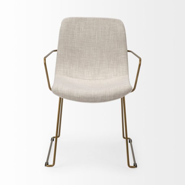 Sawyer II Beige Fabric Wrap Gold Metal Frame Dining Chair 4