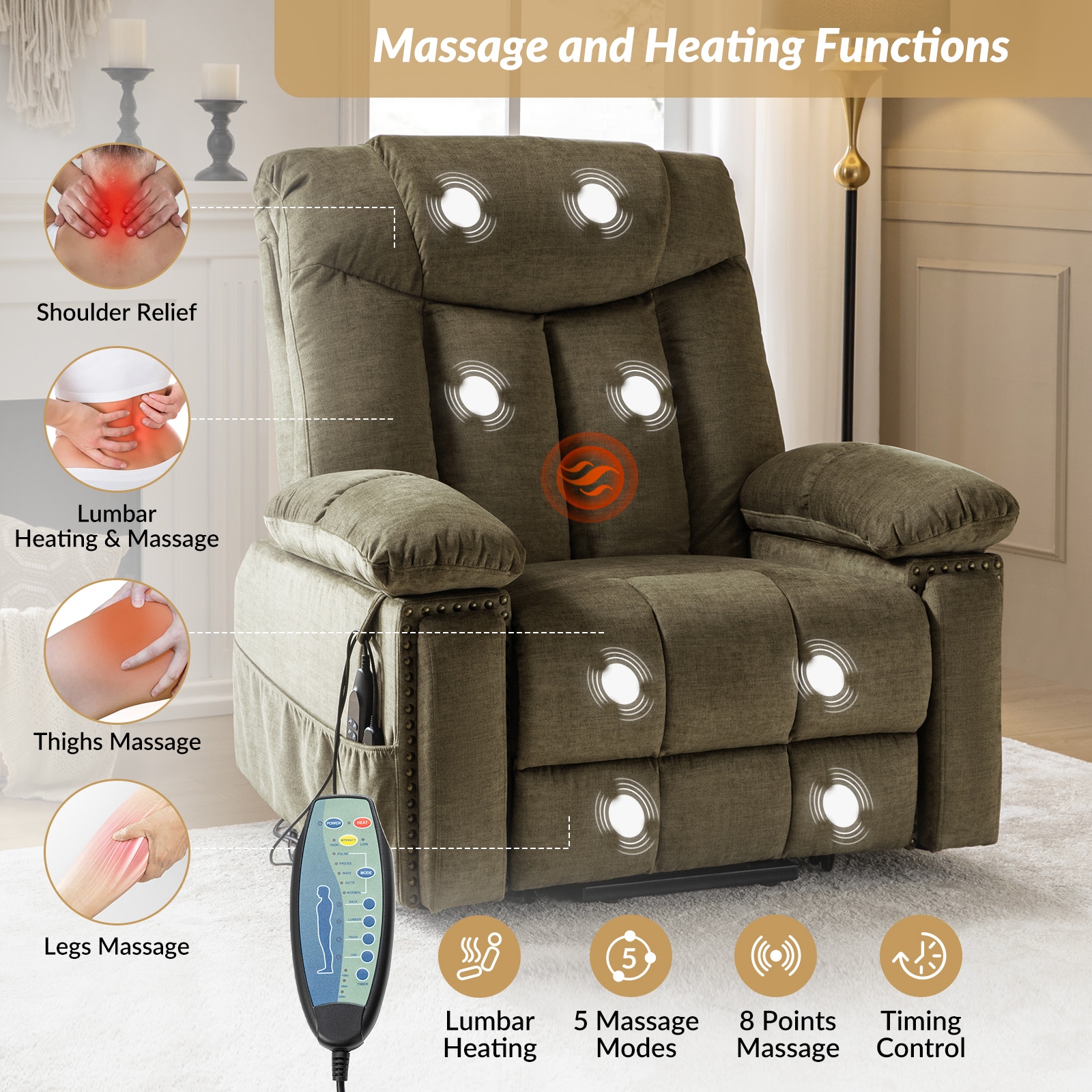 Scott Brown Velvet Power Lift Massage Recliner 2 Scott Brown Velvet Power Lift Massage Recliner - Image 2