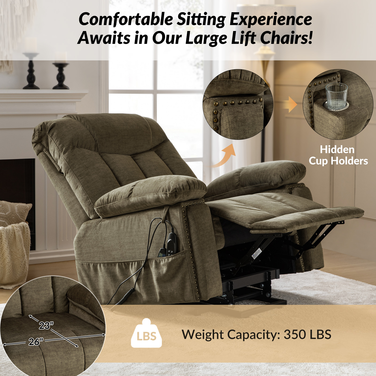 Scott Brown Velvet Power Lift Massage Recliner 3 Scott Brown Velvet Power Lift Massage Recliner - Image 3