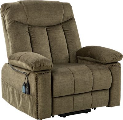 Scott Brown Velvet Power Lift Massage Recliner