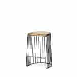 Seagram 25.6" Seat Height Brown Wood Seat Black Metal Frame Stool