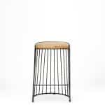 Seagram 25.6" Seat Height Brown Wood Seat Black Metal Frame Stool