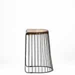 Seagram 25.6" Seat Height Brown Wood Seat Black Metal Frame Stool