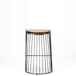 Seagram 25.6" Seat Height Brown Wood Seat Black Metal Frame Stool