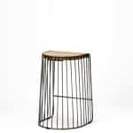 Seagram 25.6" Seat Height Brown Wood Seat Black Metal Frame Stool