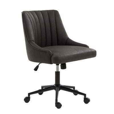 Seamas Black Tufted Faux Leather Ergonomic Swivel Office Chair