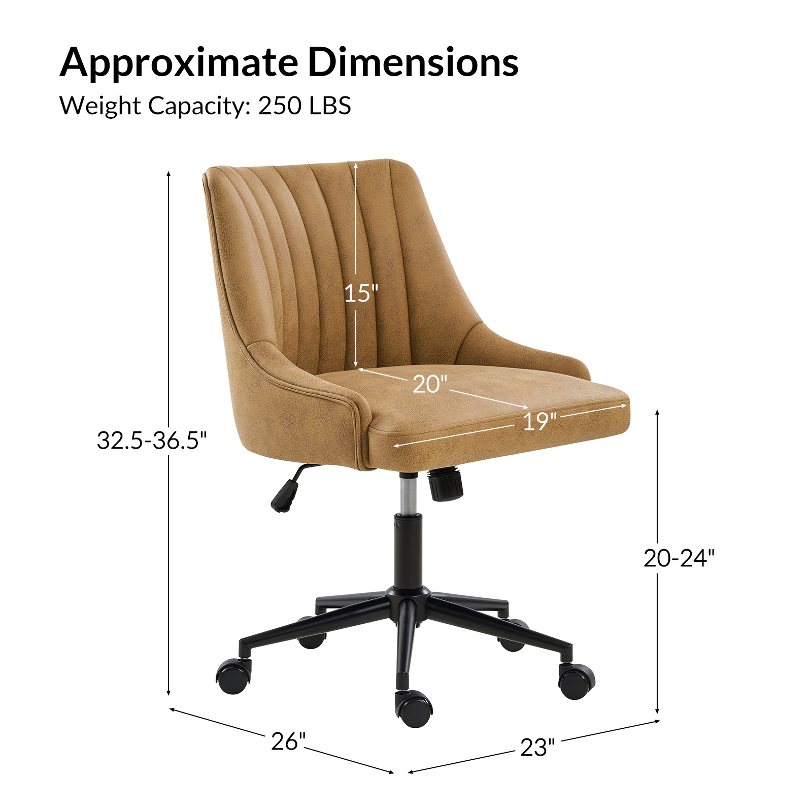 Seamas Camel Faux Leather Tufted Swivel Adjustable Office Chair 5 Seamas Camel Faux Leather Tufted Swivel Adjustable Office Chair - Image 5