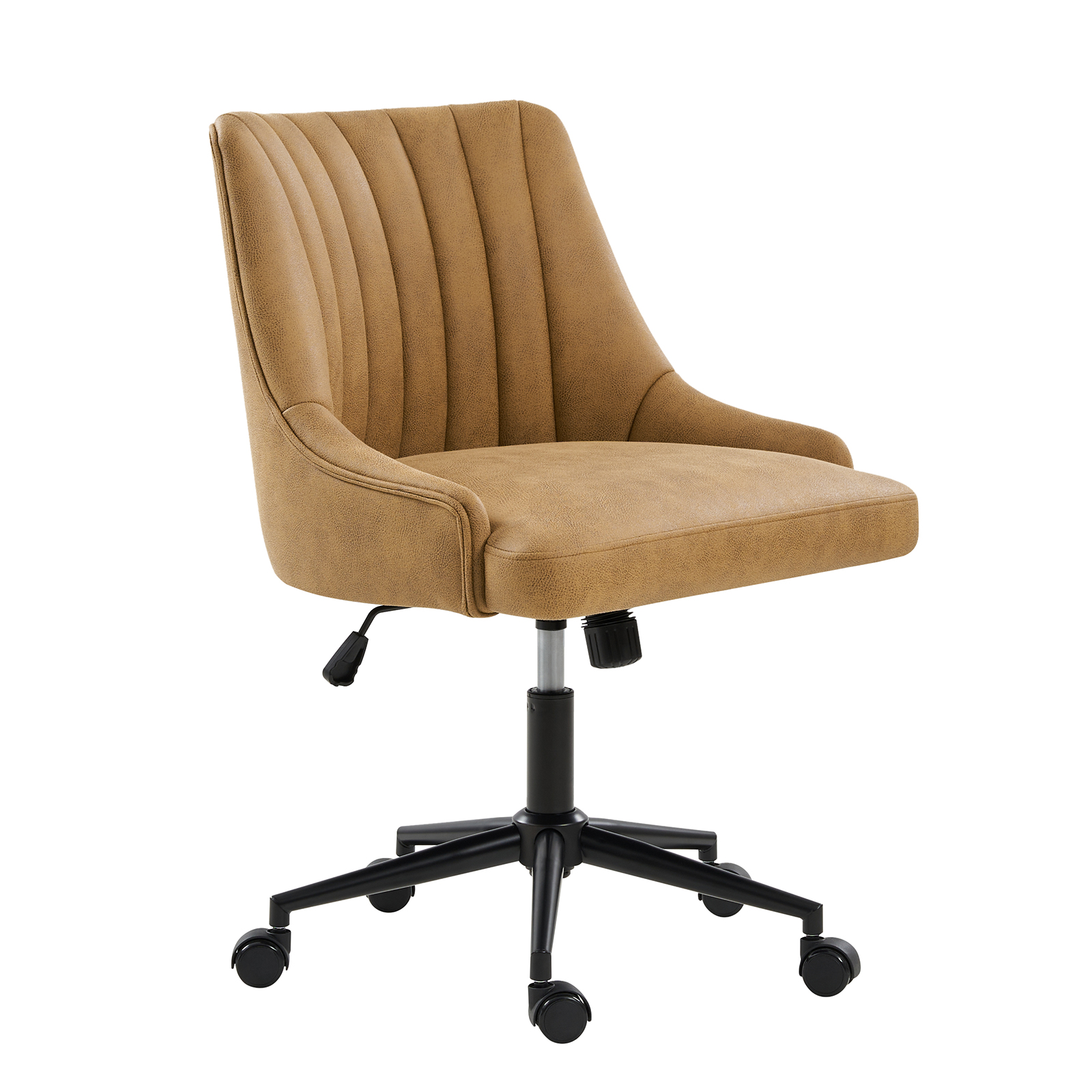 Seamas Camel Faux Leather Tufted Swivel Adjustable Office Chair 1 Seamas Camel Faux Leather Tufted Swivel Adjustable Office Chair