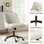 Seamas Ivory Faux Leather Tufted Ergonomic Swivel Office Chair 9 Seamas Ivory Faux Leather Tufted Ergonomic Swivel Office Chair