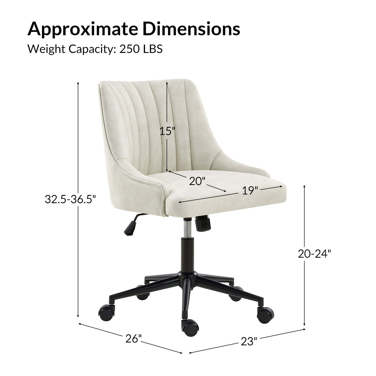 Seamas Ivory Faux Leather Tufted Ergonomic Swivel Office Chair 5 Seamas Ivory Faux Leather Tufted Ergonomic Swivel Office Chair - Image 5