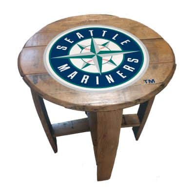 Seattle Mariners Oak Whiskey Barrel End Table
