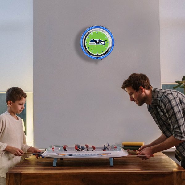 Seattle Seahawks 14 Neon Chrome Clock for Fan Room or Office 1