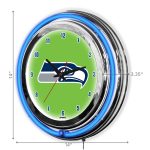 Seattle Seahawks 14" Neon Chrome Clock for Fan Room or Office 8 Seattle Seahawks 14" Neon Chrome Clock for Fan Room or Office