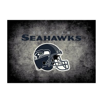 Seattle Seahawks 6x8 Distressed Area Rug Team Logos NFL