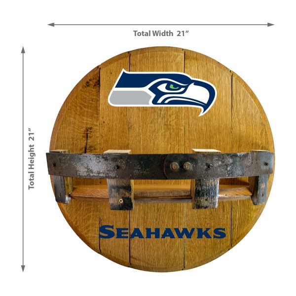 Seattle Seahawks Authentic Oak Whiskey Barrel Bar Shelf 2