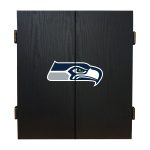 Seattle Seahawks Bristle Dartboard Cabinet Set