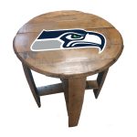 Seattle Seahawks NFL Authentic Oak Whiskey Barrel Side Table