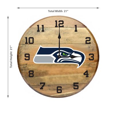 Seattle Seahawks Oak Barrel Clock Rustic Game Room Decor
