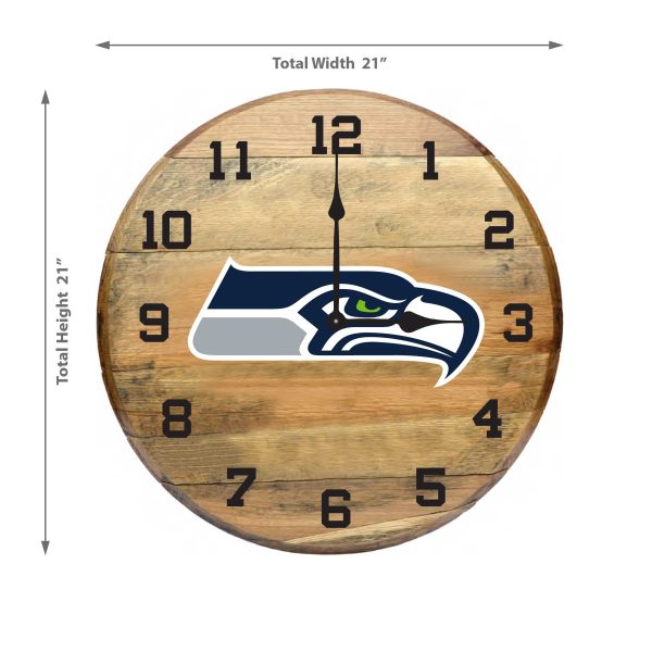 Seattle Seahawks Oak Barrel Clock Rustic Game Room Decor
