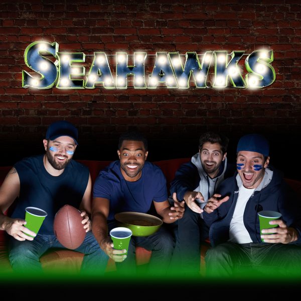 Seattle Seahawks Recycled Metal Lighted Wordmark Logo Sign 3