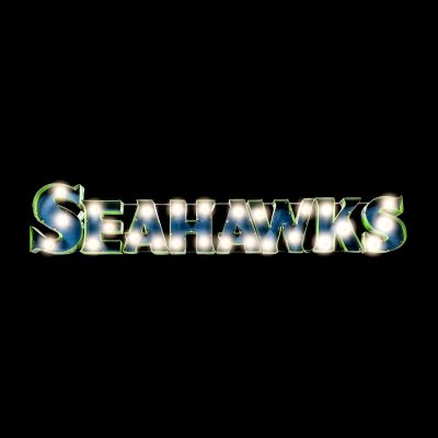 Seattle Seahawks Recycled Metal Lighted Wordmark Logo Sign
