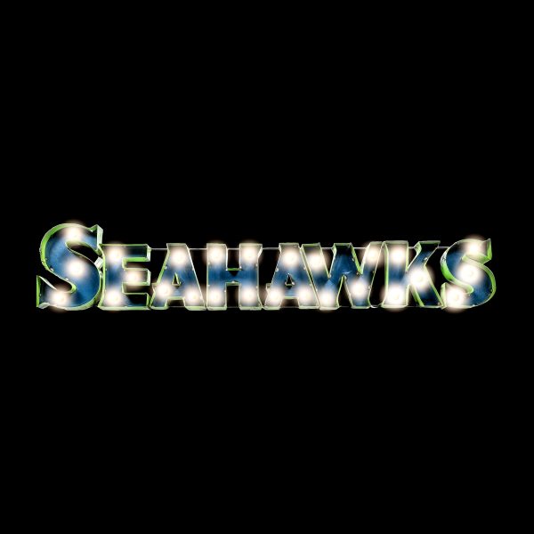 Seattle Seahawks Recycled Metal Lighted Wordmark Logo Sign