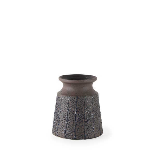 Sefina I Small BrownBlack Patterned Ceramic Vase