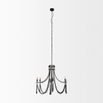 Selma Black Wood Bead and Metal Chandelier