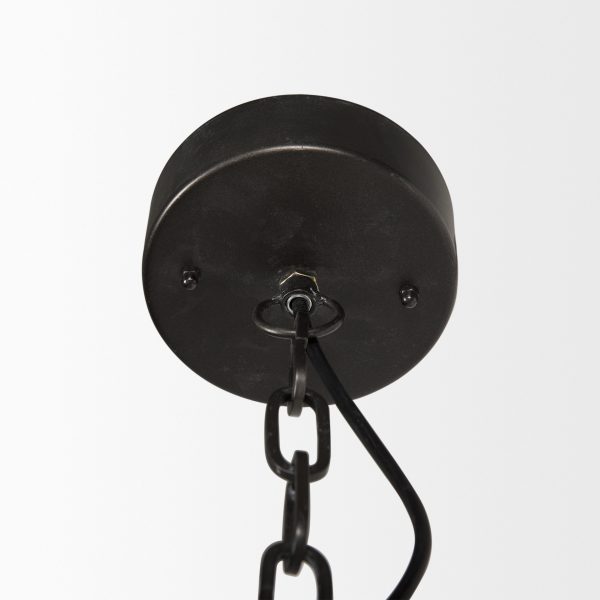 Selma Black Wood Bead and Metal Chandelier 4