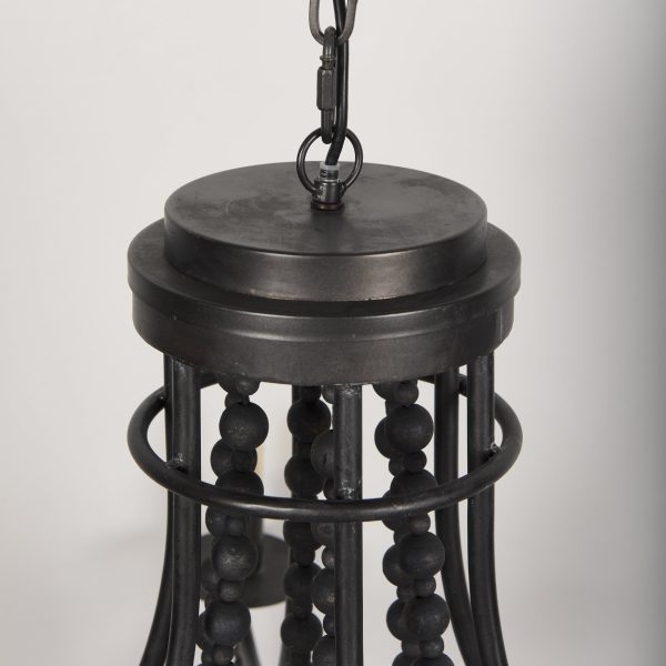 Selma Black Wood Bead and Metal Chandelier 5