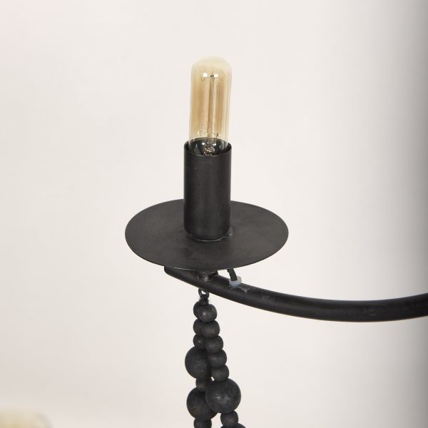 Selma Black Wood Bead and Metal Chandelier 6