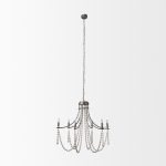 Selma White Wood Bead and Metal Chandelier