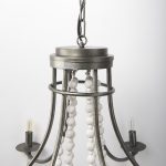 Selma White Wood Bead and Metal Chandelier