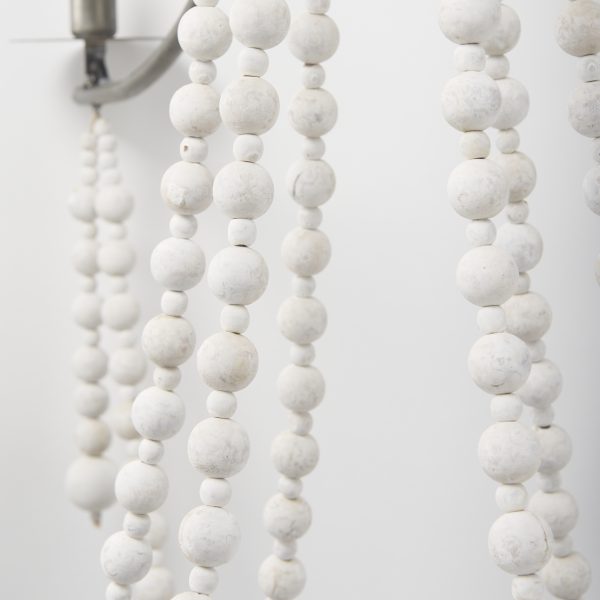 Selma White Wood Bead and Metal Chandelier 6