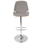 Serena Grey Fabric Walnut Wood Mid-Century Modern Swivel Barstool 25 Serena Grey Fabric Walnut Wood Mid-Century Modern Swivel Barstool