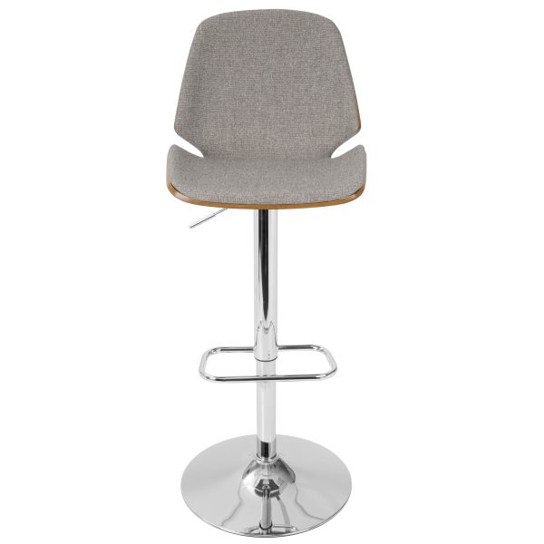 Serena Grey Fabric Walnut Wood Mid Century Modern Swivel Barstool 10