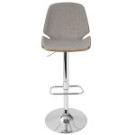 Serena Grey Fabric Walnut Wood Mid-Century Modern Swivel Barstool 26 Serena Grey Fabric Walnut Wood Mid-Century Modern Swivel Barstool