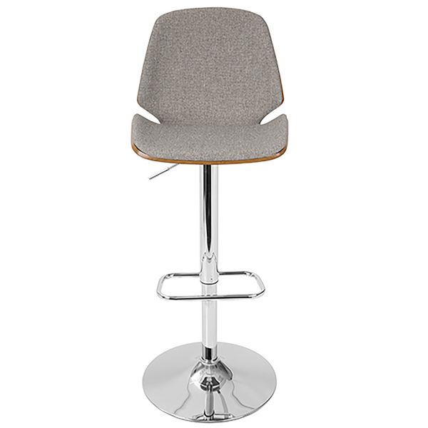 Serena Grey Fabric Walnut Wood Mid Century Modern Swivel Barstool 11