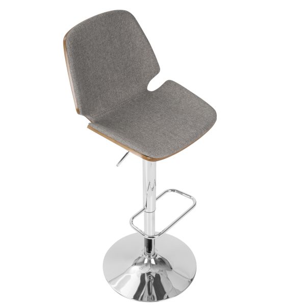 Serena Grey Fabric Walnut Wood Mid Century Modern Swivel Barstool 12