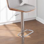 Serena Grey Fabric Walnut Wood Mid-Century Modern Swivel Barstool 15 Serena Grey Fabric Walnut Wood Mid-Century Modern Swivel Barstool