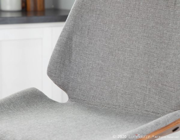 Serena Grey Fabric Walnut Wood Mid Century Modern Swivel Barstool 3