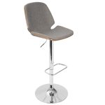Serena Grey Fabric Walnut Wood Mid-Century Modern Swivel Barstool 20 Serena Grey Fabric Walnut Wood Mid-Century Modern Swivel Barstool