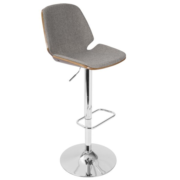 Serena Grey Fabric Walnut Wood Mid Century Modern Swivel Barstool 5