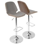 Serena Grey Fabric Walnut Wood Mid-Century Modern Swivel Barstool 21 Serena Grey Fabric Walnut Wood Mid-Century Modern Swivel Barstool