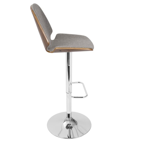 Serena Grey Fabric Walnut Wood Mid Century Modern Swivel Barstool 7