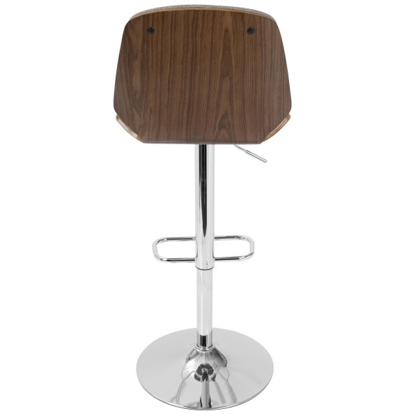 Serena Grey Fabric Walnut Wood Mid Century Modern Swivel Barstool 9