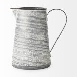 Serena II 11.2H Large Gray/White Textured Metal Jug