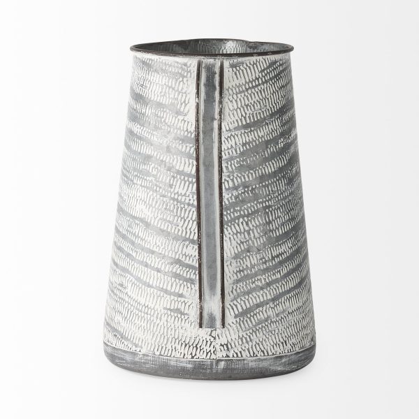 Serena II 11.2H Large GrayWhite Textured Metal Jug 3