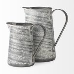 Serena II 11.2H Large Gray/White Textured Metal Jug